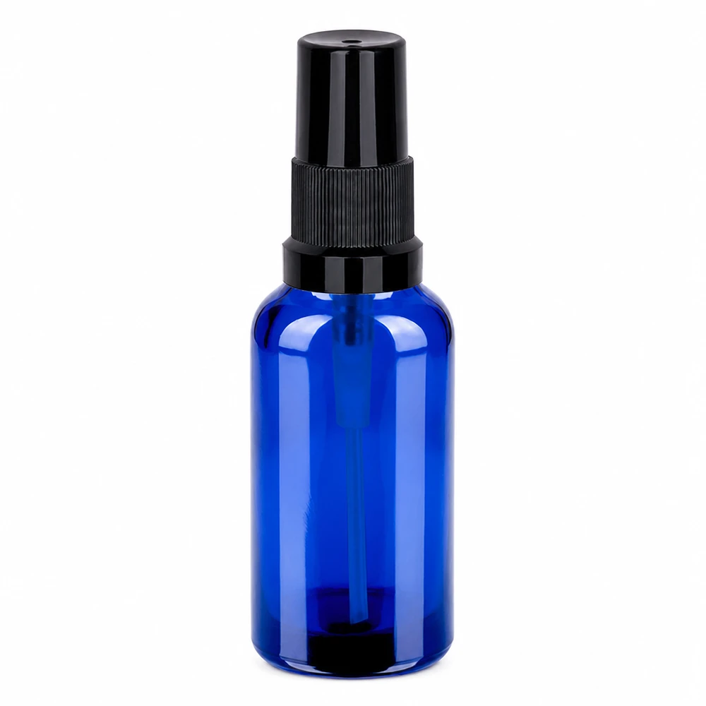 30ml lahvička s rozprašovačem černá standardní uzávěr BlueLine UT18/30 30ml Pumpflasche BlueLine für DIY Kosmetik und natürliche Sprays