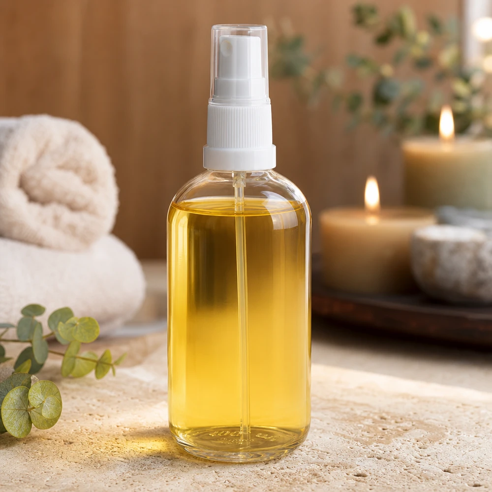 100ml Flasche ClearLine UT18 befüllt goldgelbes Pflegeöl Massageanwendung Wellness