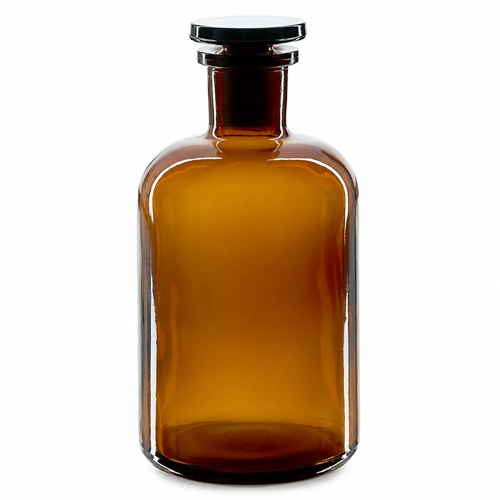 Láhev s kulatým ramenem 500ml hnědá úzké hrdlo skleněná zátka Chemikalienflasche 500ml Braunglas Enghals mit Glasstopfen Rundschulter