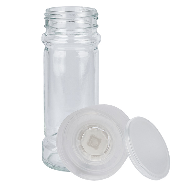 Sklenice na sůl/koření 100 ml s mlýnkem (hrubý) bílá Sklenice na sůl/koření 100 ml s mlýnkem (hrubý) bílá