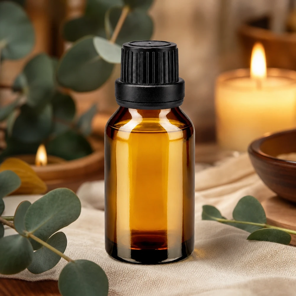 UV-schützende braune Apothekenflasche 15ml mit schwarzem Originalverschluss und Tropfeinsatz