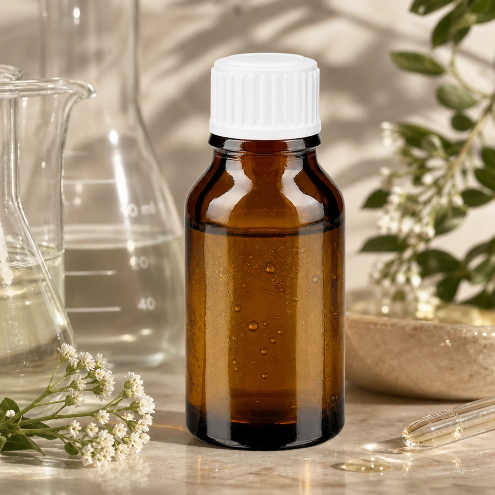 Lichtgeschützte 30ml Flasche aus braunem Glas mit weißem Standardverschluss für Naturheilkunde