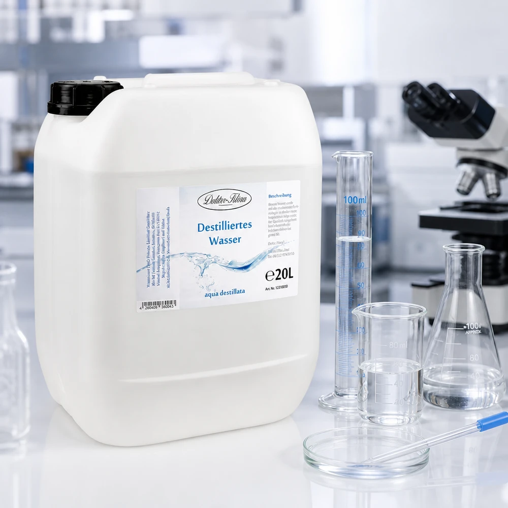 Destilovaná voda 20L Doktor-Klaus Destilliertes Wasser 20 Liter Doktor-Klaus für sterile Anwendungen in Forschung und Medizin