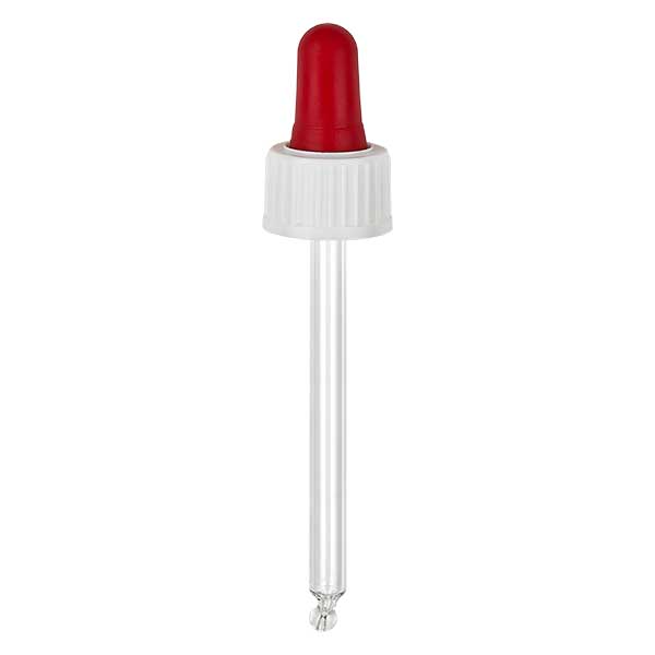 Skleněná kapací pipeta bílá/červená 18mm PL78 standardní Skleněná kapací pipeta bílá/červená 18mm PL78 standardní
