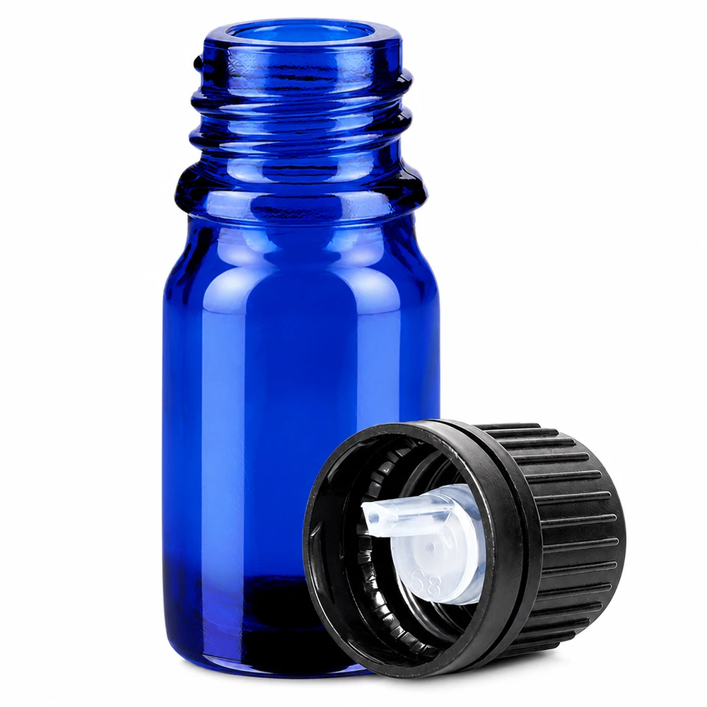 5ml lahvička s kapátkem 1mm černá s uzávěrem odolným proti manipulaci BlueLine UT18/5 Professionelle 5ml Tropfflasche blau schwarzer Verschluss für präzise Flüssigkeitsdosierung