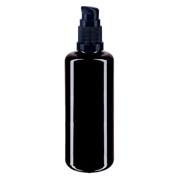 Lékárenská láhev fialová 100ml uzávěr s pumpičkou černý St. Lékárenská láhev fialová 100ml uzávěr s pumpičkou černý St.