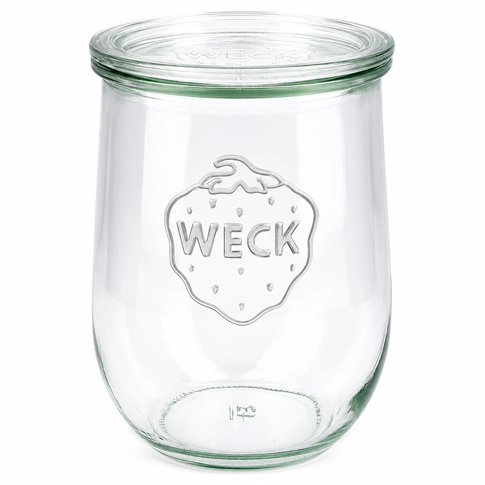 WECK Tulpenglas 1062ml mit Glasdeckel RR100 Einmachglas transparent mit WECK Logo geprägt