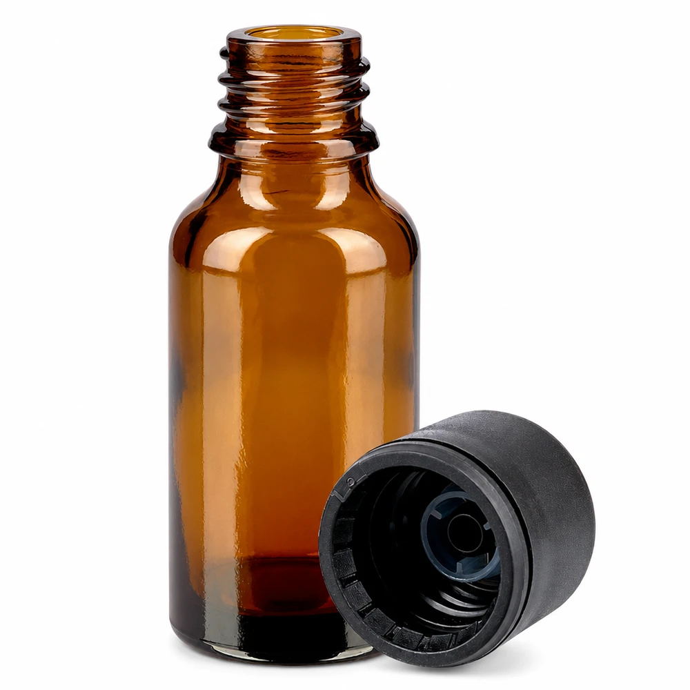 20ml láhev 6mm šroubovací uzávěr černá Standard BrownLine UT18/20 Professionelle 20ml Laborflasche aus Braunglas mit Standardverschluss für sichere Aufbewahrung