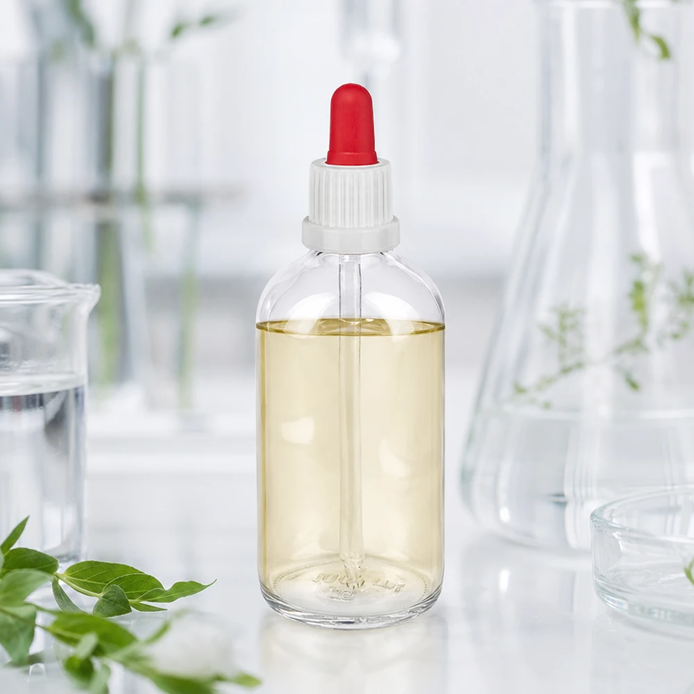 100ml pipetovací láhev bílá/červený uzávěr s ochranou proti manipulaci ClearLine UT18/100 ClearLine 100ml Klarglas Pipettenflasche mit rotem Tropfaufsatz für ätherische Öle und Reagenzien