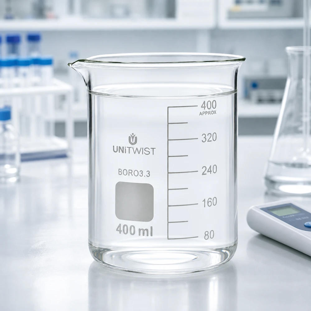 Chemielabor Becherglas 400ml aus Borosilikat 3.3 mit Skalierung von 80 bis 400ml Volumen