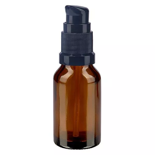 Lékárenská lahvička hnědá 15ml uzávěr s pumpičkou černý st. Lékárenská lahvička hnědá 15ml uzávěr s pumpičkou černý st.