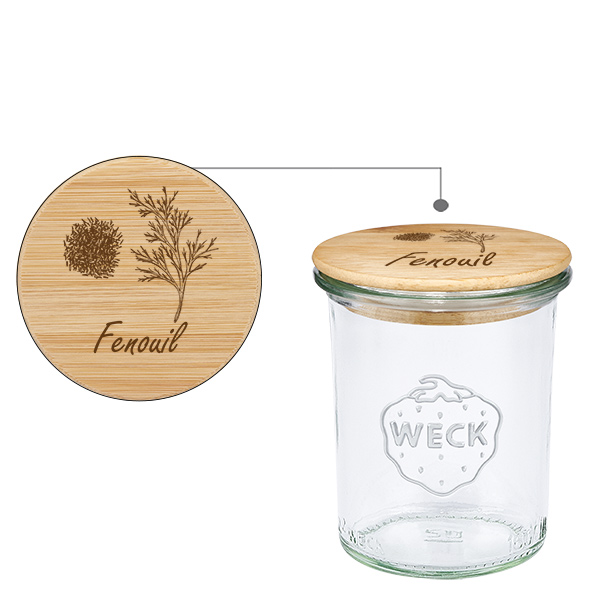 Pánev z borovicového dřeva "Fenouil" s okrajem WECK 160ml Pánev z borovicového dřeva "Fenouil" s okrajem WECK 160ml