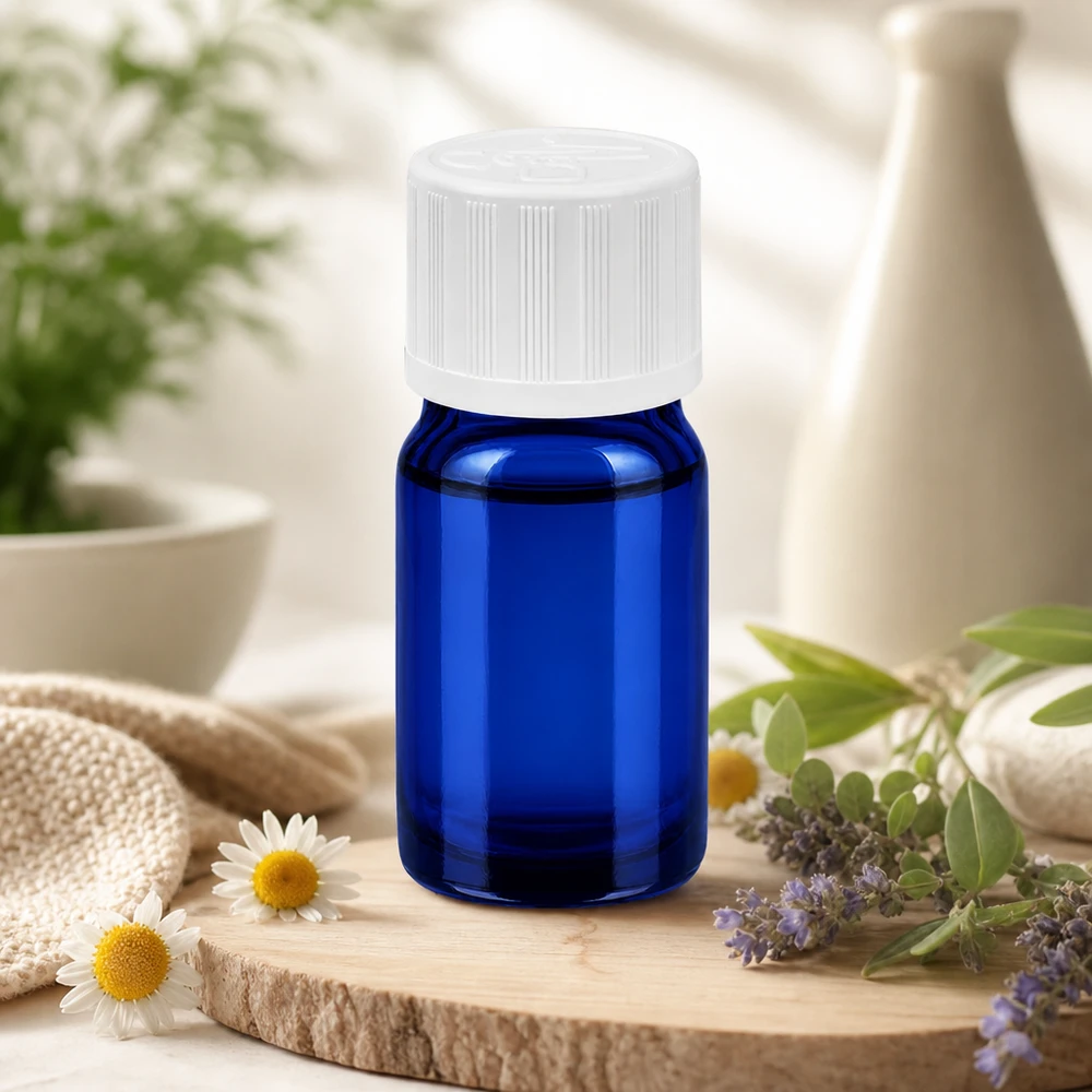 Handliche 5ml Glasflasche BlueLine Serie mit ergonomischem Design für den täglichen Laboreinsatz
