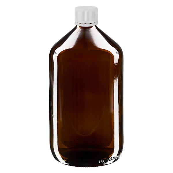 1000ml lahvička na léky hnědá, uzávěr bílý s tamper-evidentním kroužkem ApoGlas 1000ml lahvička na léky hnědá, uzávěr bílý s tamper-evidentním kroužkem ApoGlas