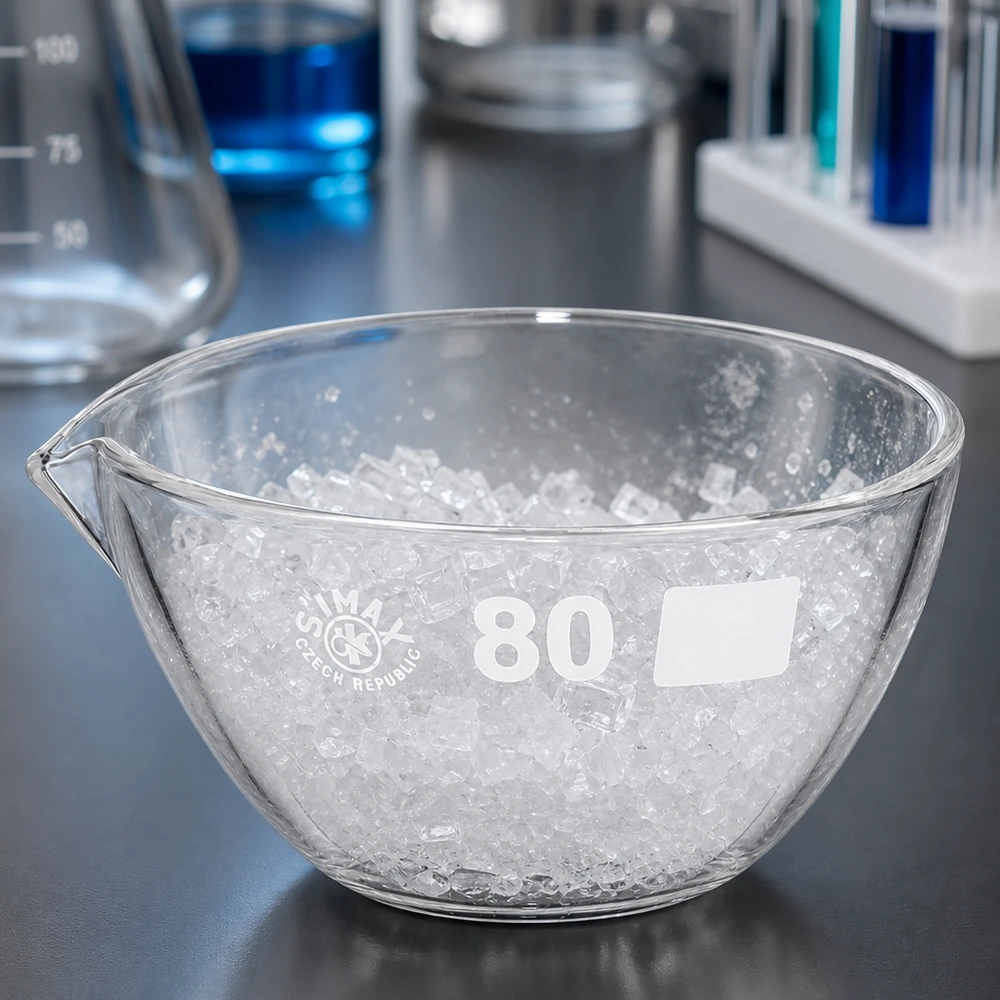 Odpařovací miska 90ml s výlevkou borosilikátová ø80mm Laborschale 90ml Borosilikat mit Ausgießer hitzebeständig chemikalienresistent ø80mm