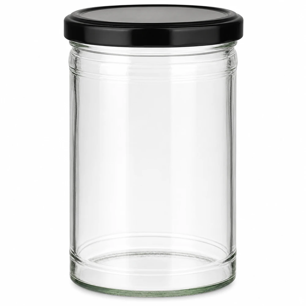 1053ml kelímky s víčkem BasicSeal černé UNiTWIST Leeres 1053ml Sturzglas mit schwarzem BasicSeal Deckel UN-zertifiziert für Konservierung und Aufbewahrung