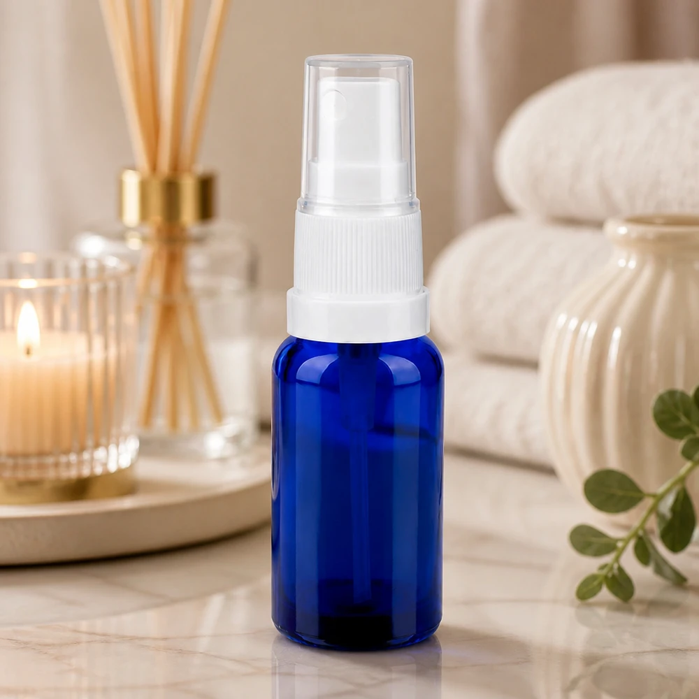 20ml lahvička s rozprašovačem bílá/transparentní standardní uzávěr BlueLine UT18/20 Umweltfreundliche 20ml Glassprayflasche in blau wiederverwendbar für Zero Waste Lifestyle