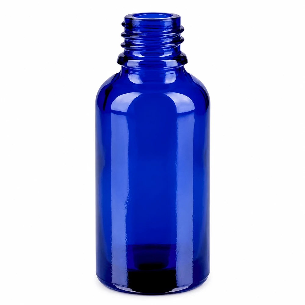 30ml lahvička s rozprašovačem bílá/transparentní standardní uzávěr BlueLine UT18/30 30ml Blauglasflasche mit Zerstäuber perfekt für DIY Kosmetik und Naturprodukte