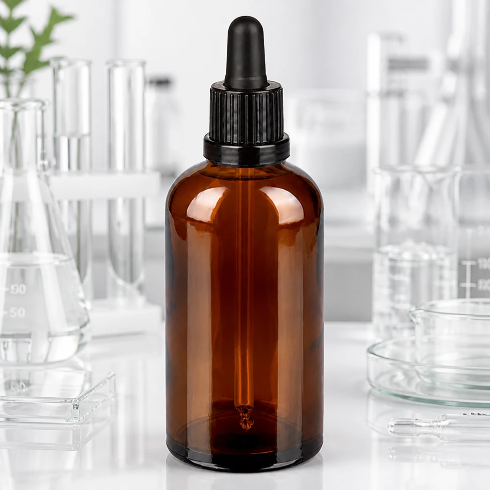 100ml pipetovací láhev černá se zajištěným uzávěrem BrownLine UT18/100 Professionelle 100ml Pipettenflasche mit lichtschützendem Design für Wirkstoffe