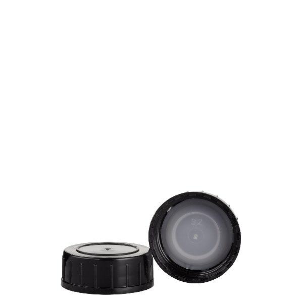 Šroubovací uzávěr černý z polypropylenu N 32mm (DIN 32) Šroubovací uzávěr černý z polypropylenu N 32mm (DIN 32)