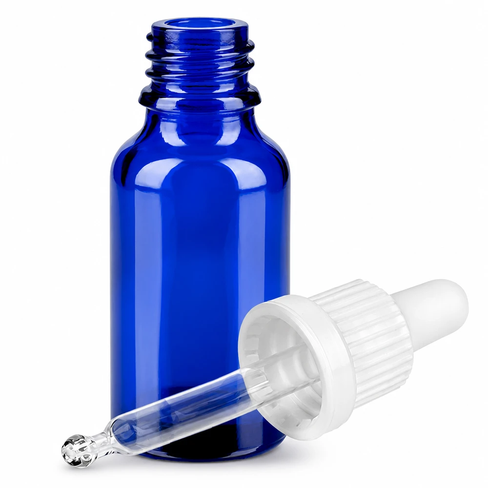 Kompakte blaue Tropfflasche 20ml ideal für DIY Kosmetik und Serums