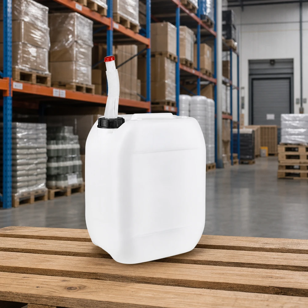 Kanystr o objemu 10 litrů s výpustnou trubkou Flex Kanister 10 Liter mit abgewinkeltem Flex-Auslaufrohr für präzises Befüllen und Dosieren