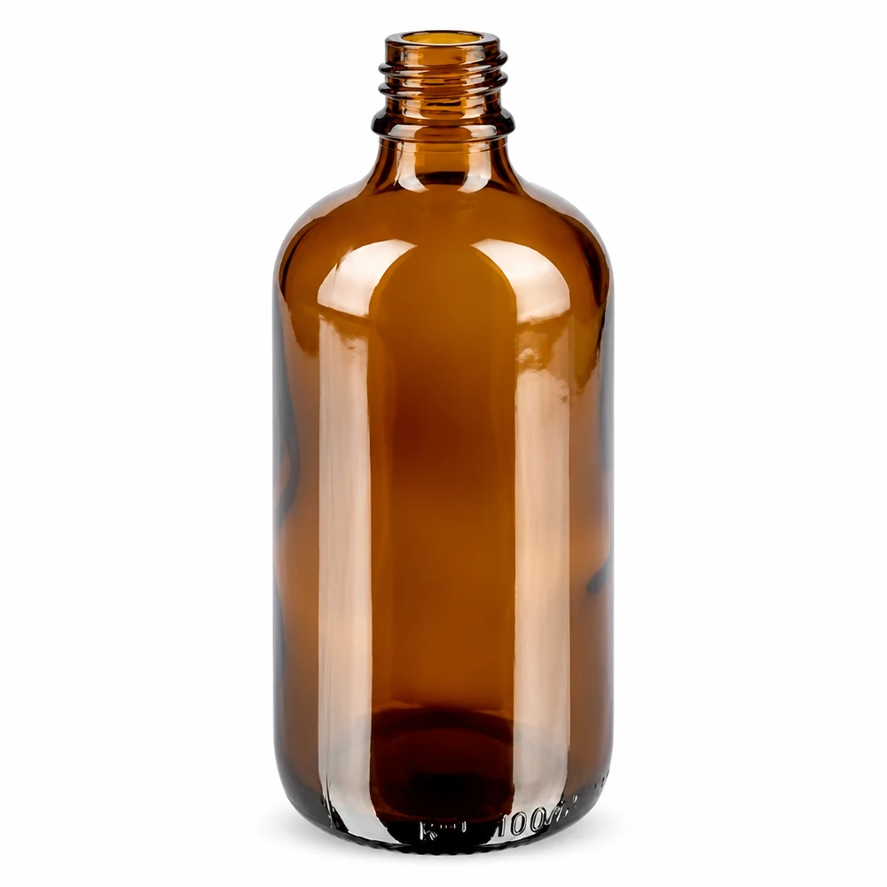 100ml láhev 11mm šroubovací uzávěr bílý tamper evidentní uzávěr BrownLine UT18/100 Professionelle 100ml Apothekerflasche aus getöntem Glas für Laboranwendungen und Pharmazie