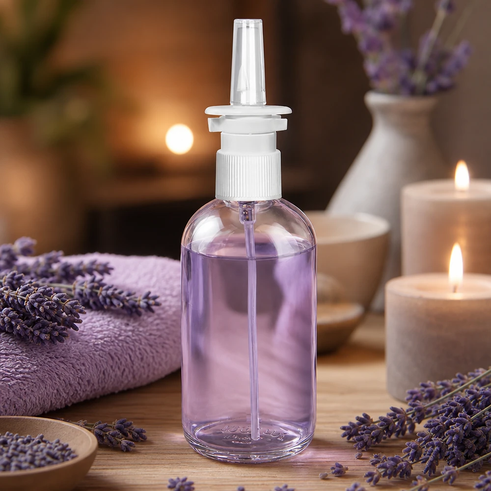 100ml lahvička na nosní sprej bílá/průhledný standardní uzávěr ClearLine UT18/100 100ml ClearLine Nasensprayflasche STD mit weißem Schraubverschluss und schlanker Flaschenform