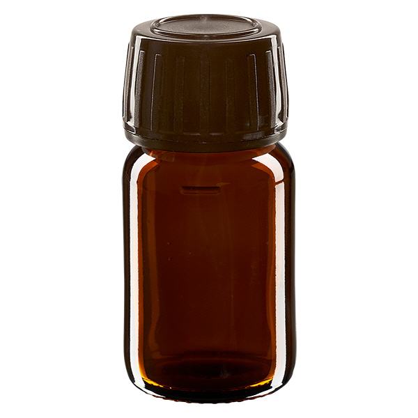 30ml lahvička na léky hnědá, hnědý uzávěr s tamper-evidentním kroužkem ApoGlas 30ml lahvička na léky hnědá, hnědý uzávěr s tamper-evidentním kroužkem ApoGlas