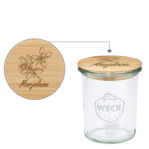 Couvercle en bois "Marjolaine" avec WECK verre plongeant 160ml Couvercle en bois "Marjolaine" avec WECK verre plongeant 160ml