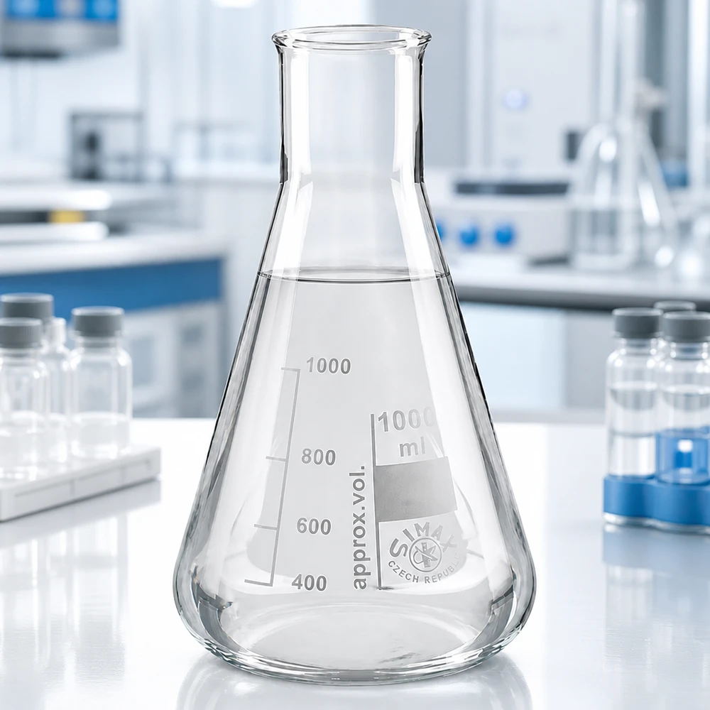 Erlenmeyerova baňka 200ml se širokým hrdlem Weithals-Kolben 200ml aus klarem Glas für professionelle Laborausstattung