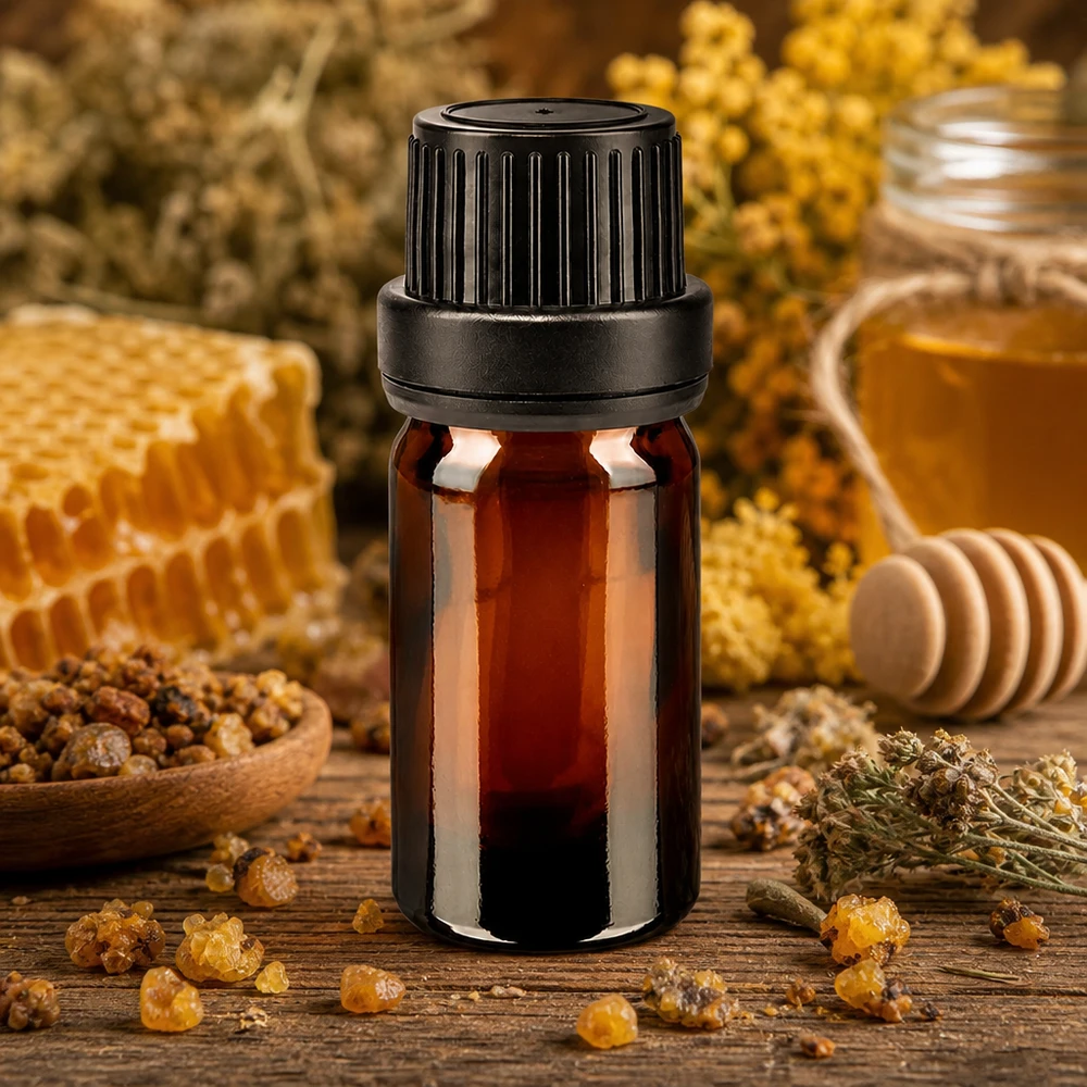 Lékárenská láhev hnědá 5ml šroubovací uzávěr s černým uzávěrem proti neoprávněné manipulaci. Apothekerglas 5ml braun mit schwarzem 11mm OV für natürliche Extrakte aus Propolis und Harzen
