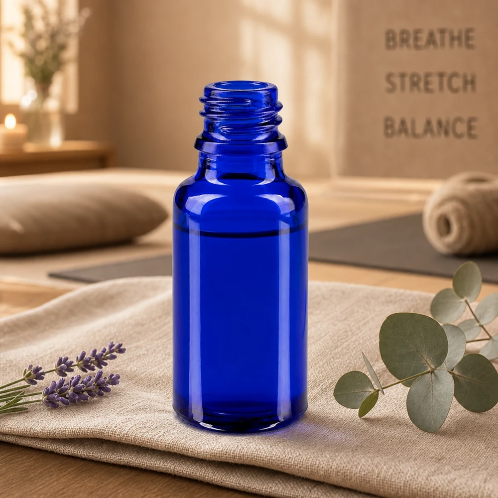 Lahvička s kapátkem 20ml DIN 18 BLAUGLAS Vielseitige blaue 20ml Apothekerflasche aus ApoGlas für Bachblüten und homöopathische Mittel