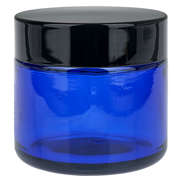 Skleněná dóza 60ml modrá s vkládacím víčkem UNiTWIST. Skleněná dóza 60ml modrá s vkládacím víčkem UNiTWIST.