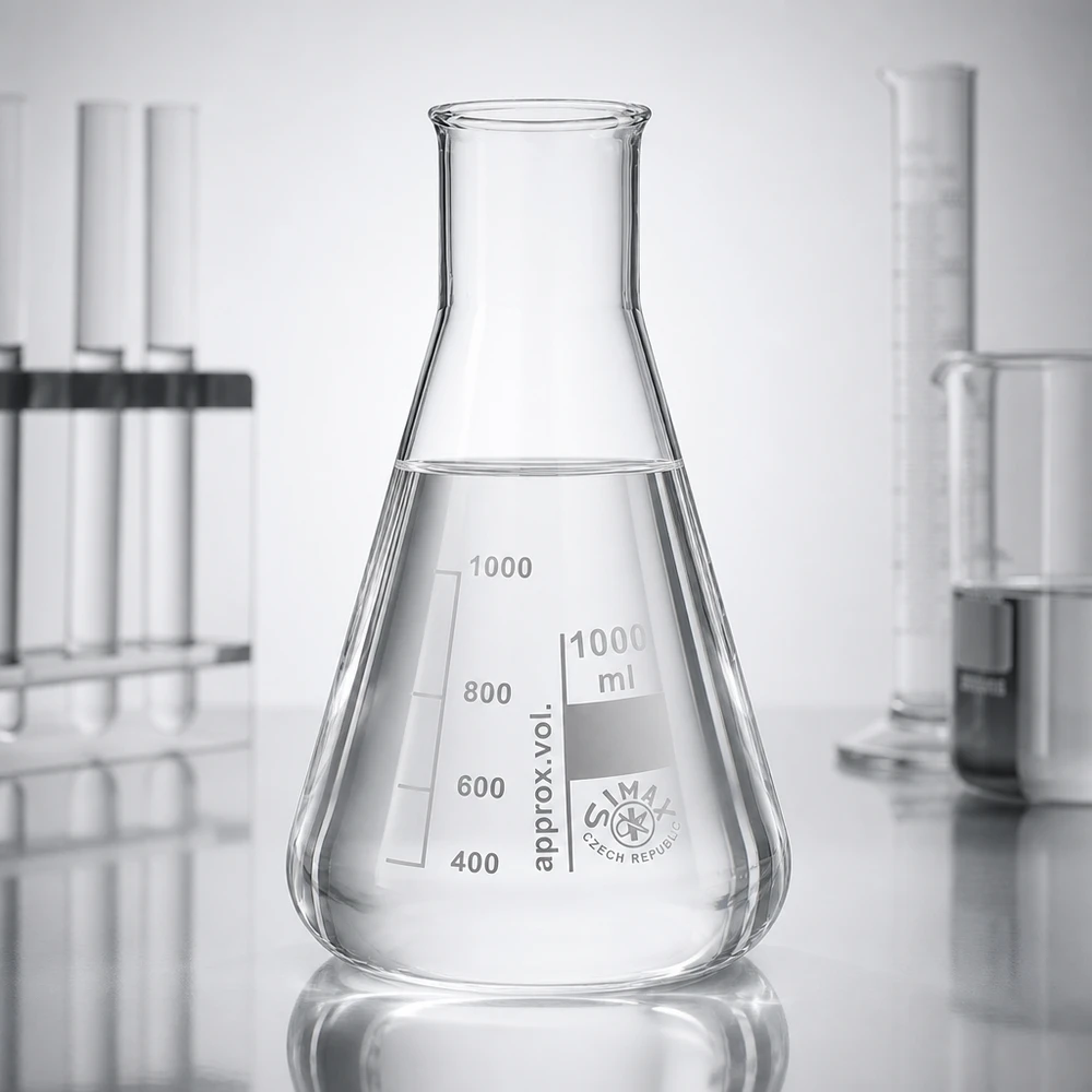 Kristallklarer Erlenmeyerkolben 100ml mit weitem Hals und präziser Volumenskala für Labore