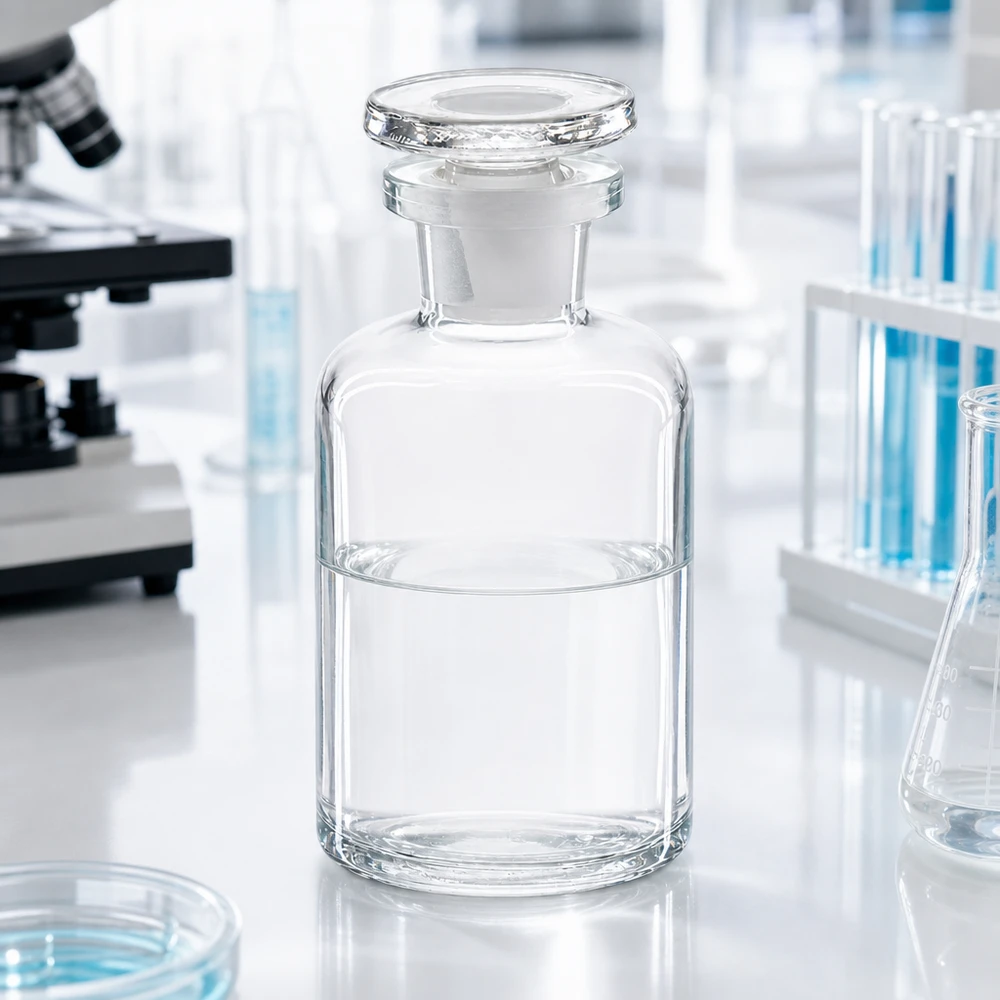 Kulatá lahvička s raménkem 50 ml čirá skleněná zátka s úzkým hrdlem Kleine Schliffstopfenflasche 50ml Rundschulter klar Enghals für Probenaufbewahrung