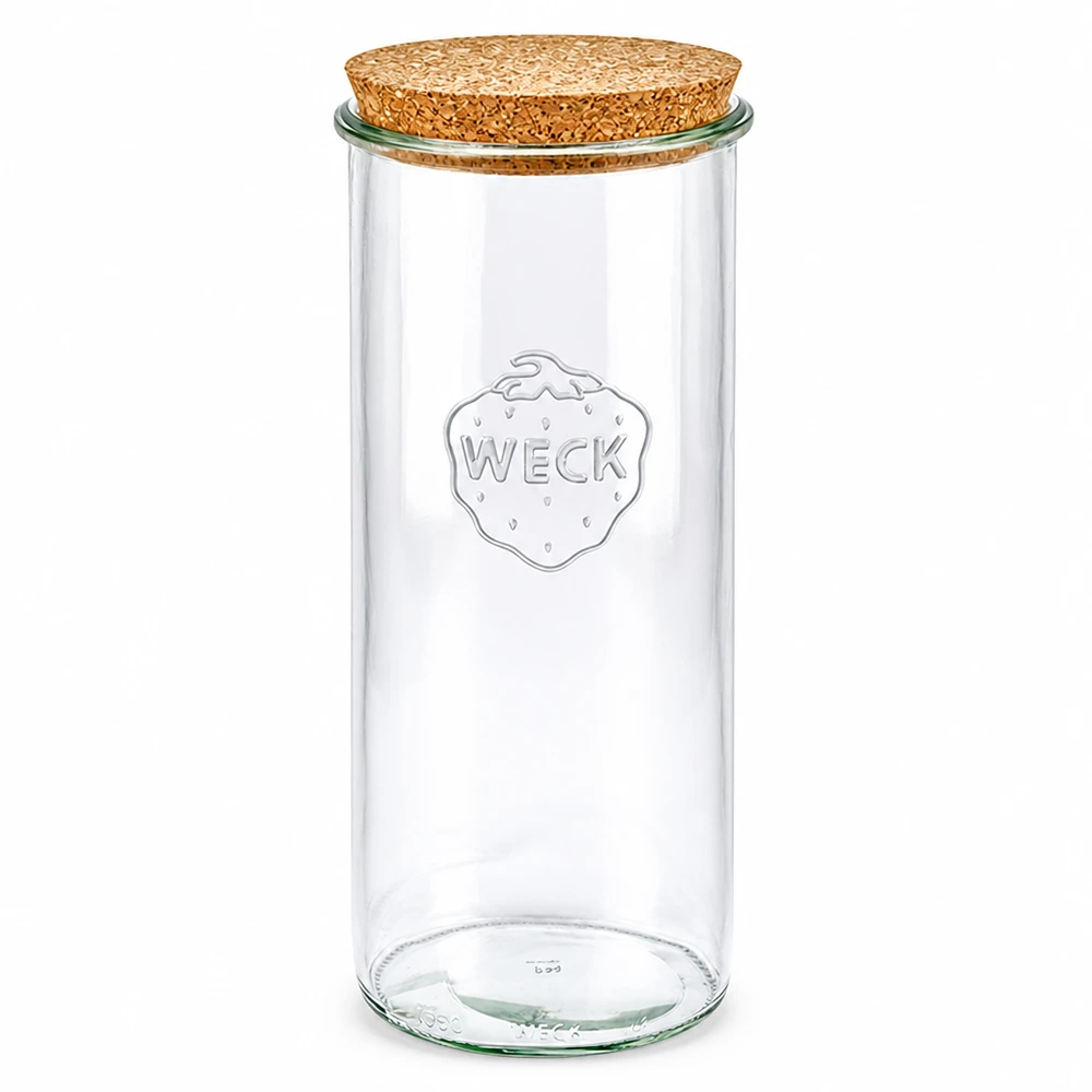 1500ml lahvičky WECK RR100 s korkovou zátkou přírodní WECK Sturzglas 1500ml RR100 mit Naturkorken Deckel Vorratsglas Einmachglas transparent