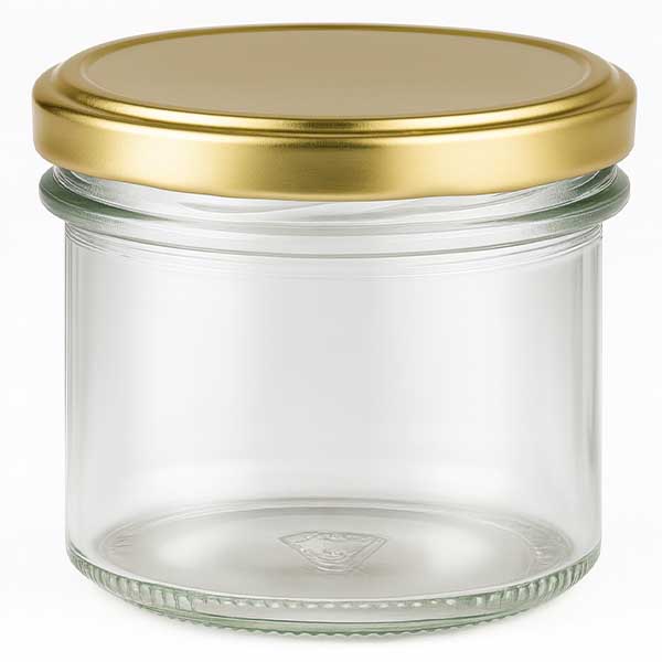 125ml kelímky s víčkem BasicSeal zlaté UNiTWIST 125ml Sturzglas leer mit goldenem BasicSeal Deckel UNiTWIST für Marmelade und Konserven