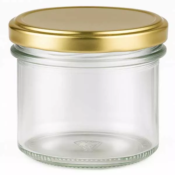 125ml kelímky s víčkem BasicSeal zlaté UNiTWIST 125ml Sturzglas leer mit goldenem BasicSeal Deckel UNiTWIST für Marmelade und Konserven
