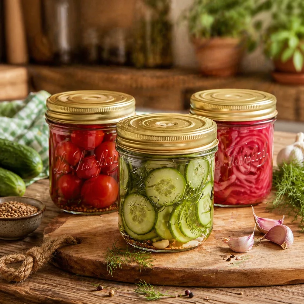 415ml Sturzglas Familia Wiss mit 2-teiligem Deckelsystem für Einmachgläser und Konservierung von Gemüse