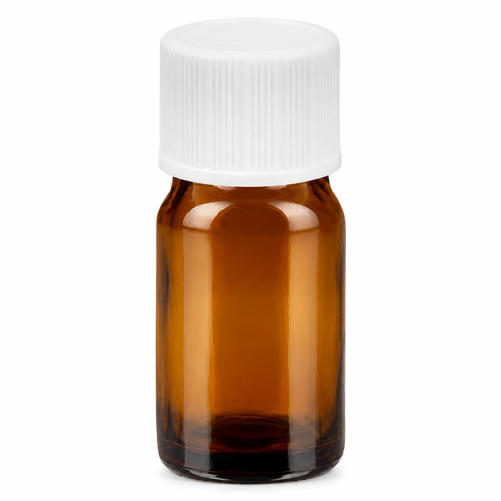 Mini 5ml Glasflasche braun mit weißem Deckel perfekt für Reise und kleine Mengen