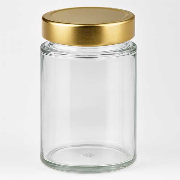 202ml kulatá zavařovací sklenice s víčkem BasicSeal zlatá hluboká UNiTWIST.