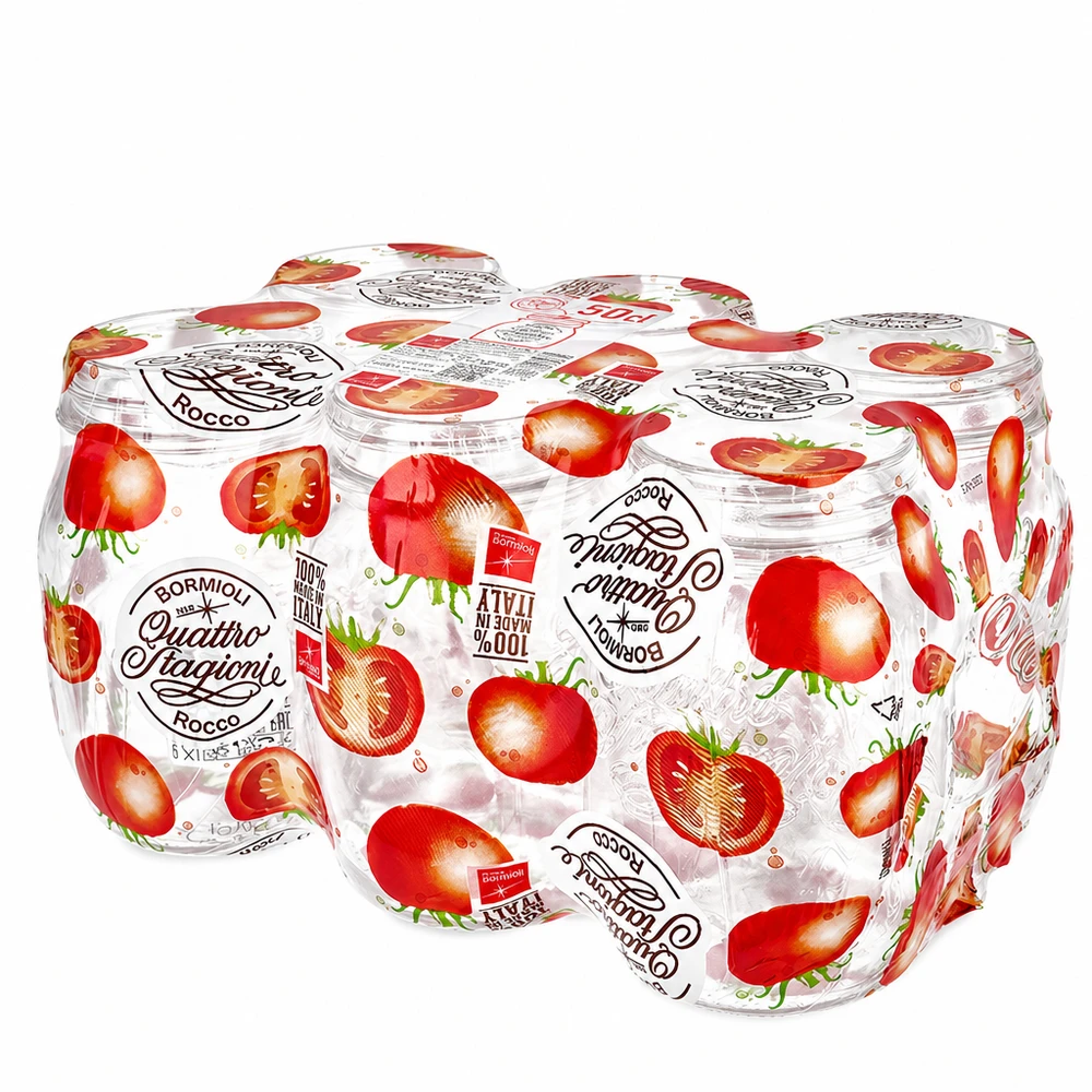 Quattro Stagioni 700ml Einmachgläser 6er Set mit Erdbeermotiv Deckel italienische Konservierungsgläser Bormioli Rocco