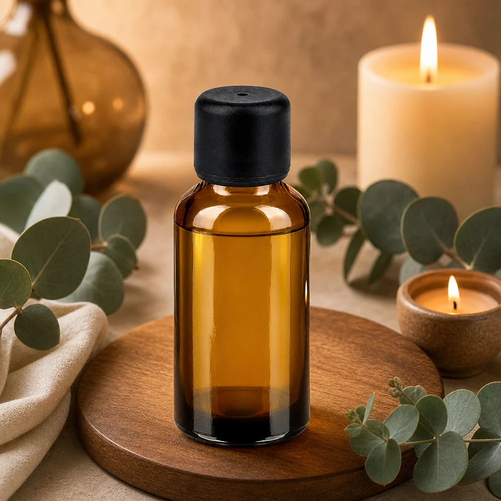 Praktische 30ml Glasflasche braun mit schwarzem Verschluss - ideal für Reise und Aufbewahrung