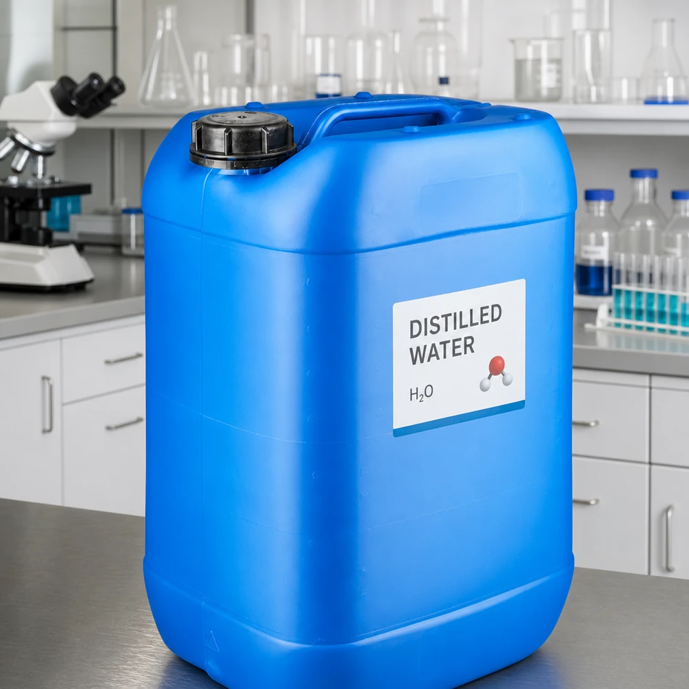 Kanystr 25 litrů modrý se šroubovacím uzávěrem s pojistkou proti otevření. Robuster Kunststoff-Transportkanister 25 Liter blau mit OV für Destilliertes Wasser