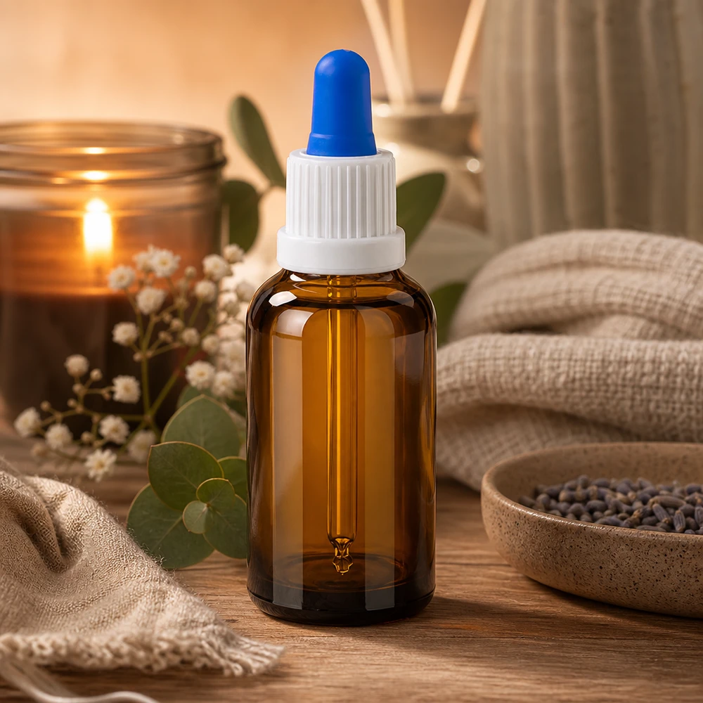 Professionelle 30ml Pipettenflasche aus getöntem Glas mit blauer Spitze für Laboranwendungen