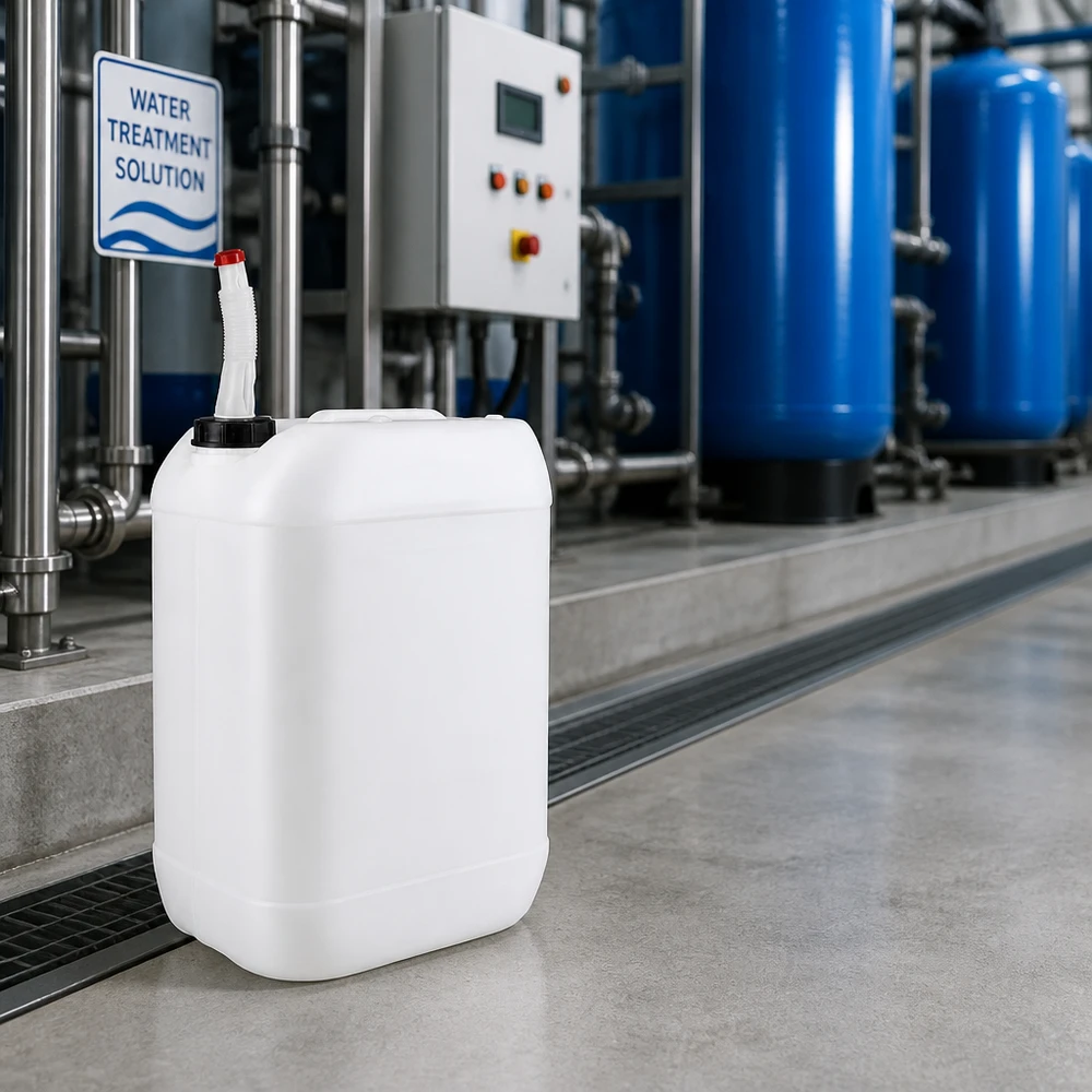 Kanystr o objemu 25 litrů s výpustnou trubkou Flex Kompakter Lagerkanister 25 Liter mit Auslaufrohr zur sicheren Dosierung von Wasseraufbereitungsmitteln