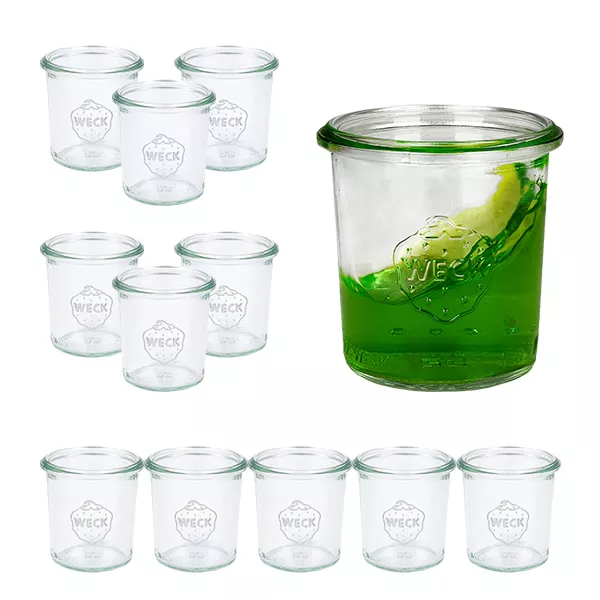 Sada 12 sklenic Weck 140 ml tumblers se skleněným víčkem. Sada 12 sklenic Weck 140 ml tumblers se skleněným víčkem.