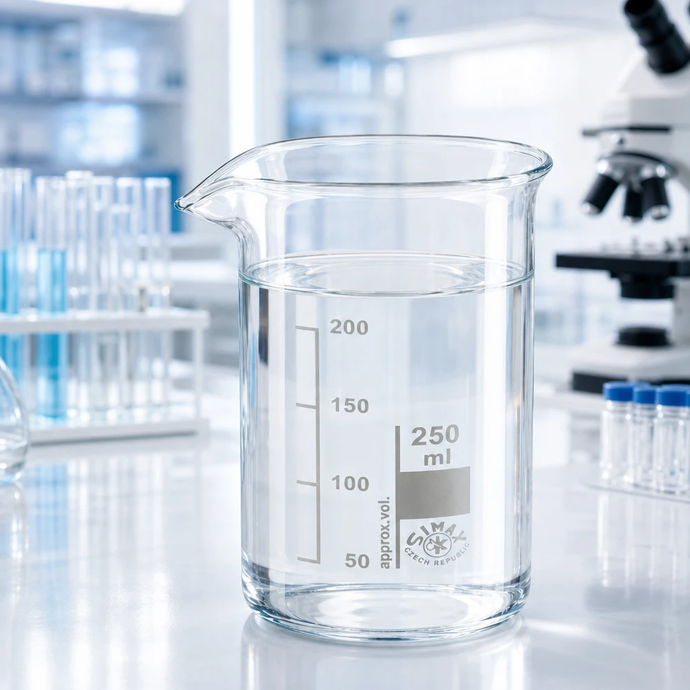 Kádinka 250ml z borosilikátového skla, vysoký tvar Simax Becherglas 250ml hohe Form aus bruchfestem Borosilikatglas für Schule und Forschungslabor