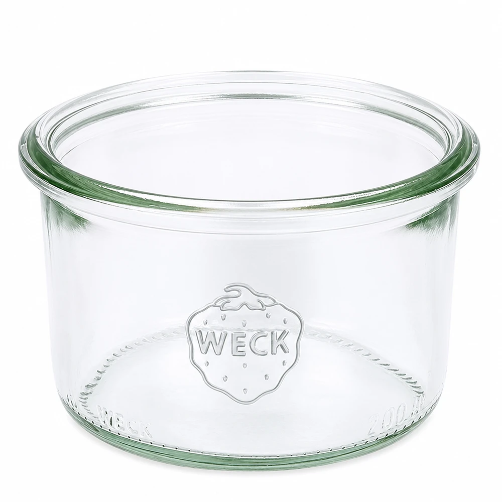 200ml zavařovací sklenice WECK RR80 se silikonovým silikonem - silikonová sklenice se silikonovým silikonem. WECK Sturzglas 200ml RR80 Einmachglas aus Glas zum Einkochen und Konservieren mit WECK Logo